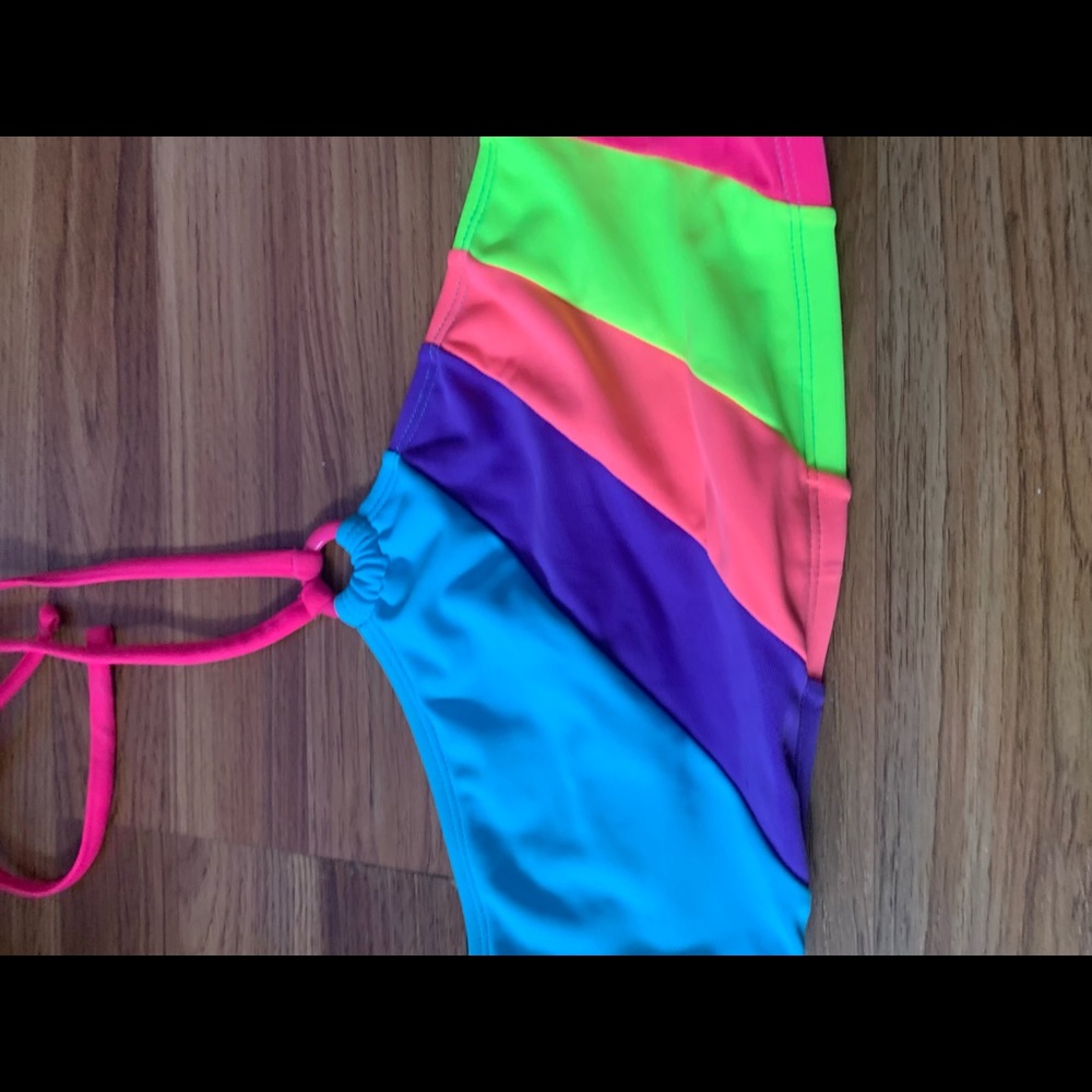 Justice rainbow bathing suit top